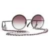 Chanel - Round Sunglasses - Dark Silver Pink Gradient- Chanel Eyewear - Avvenice