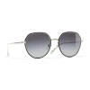 Chanel - Round Sunglasses - Gold Black Gray - Chanel Eyewear - Avvenice