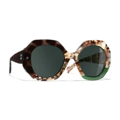 Chanel - Round Sunglasses - Dark Tortoise Green - Chanel Eyewear - Avvenice