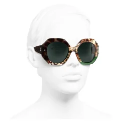 Chanel - Round Sunglasses - Dark Tortoise Green - Chanel Eyewear - Avvenice