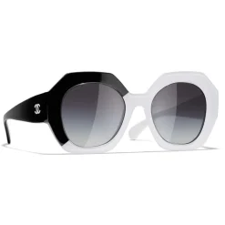 Chanel - Round Sunglasses - Black White Gray - Chanel Eyewear - Avvenice