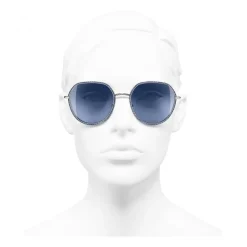Chanel - Round Sunglasses - Silver Blue - Chanel Eyewear - Avvenice