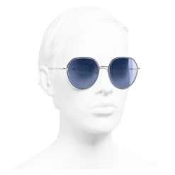 Chanel - Round Sunglasses - Silver Blue - Chanel Eyewear - Avvenice