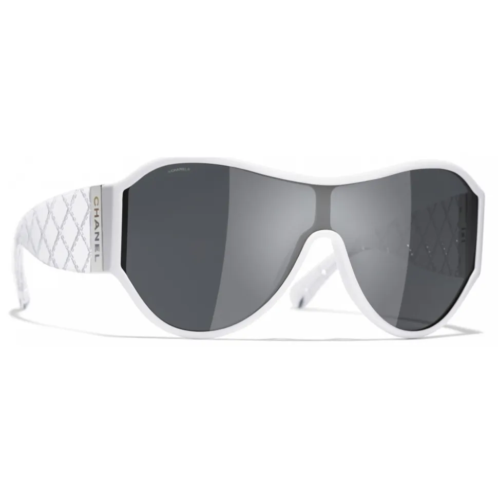 Chanel - Shield Sunglasses - White Gray - Chanel Eyewear - Avvenice