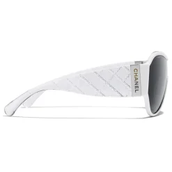 Chanel - Shield Sunglasses - White Gray - Chanel Eyewear - Avvenice