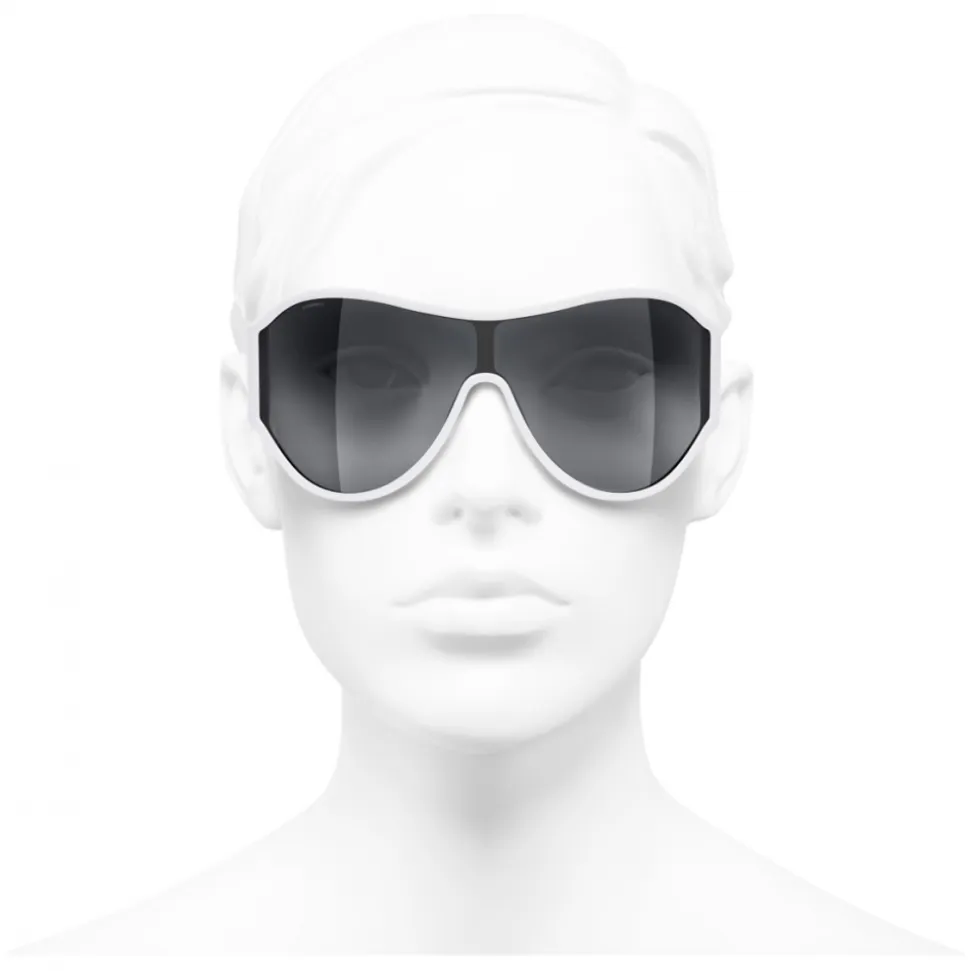 Chanel - Shield Sunglasses - White Gray - Chanel Eyewear - Avvenice