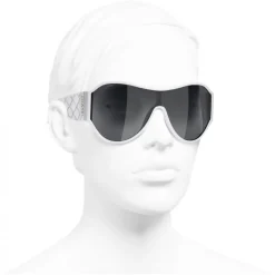 Chanel - Shield Sunglasses - White Gray - Chanel Eyewear - Avvenice