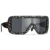 Chanel - Shield Sunglasses - Black White Gray - Chanel Eyewear - Avvenice