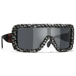 Chanel - Shield Sunglasses - Black White Gray - Chanel Eyewear - Avvenice