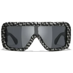 Chanel - Shield Sunglasses - Black White Gray - Chanel Eyewear - Avvenice