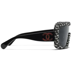 Chanel - Shield Sunglasses - Black White Gray - Chanel Eyewear - Avvenice