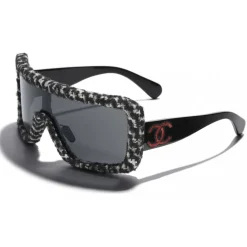 Chanel - Shield Sunglasses - Black White Gray - Chanel Eyewear - Avvenice