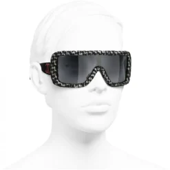 Chanel - Shield Sunglasses - Black White Gray - Chanel Eyewear - Avvenice