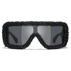 Chanel - Shield Sunglasses - Black Gray - Chanel Eyewear - Avvenice