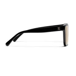 Chanel - Shield Sunglasses - Black Gold Mirror - Chanel Eyewear - Avvenice