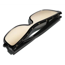 Chanel - Shield Sunglasses - Black Gold Mirror - Chanel Eyewear - Avvenice