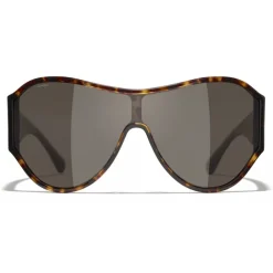 Chanel - Shield Sunglasses - Dark Tortoise Brown - Chanel Eyewear - Avvenice