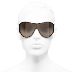 Chanel - Shield Sunglasses - Dark Tortoise Brown - Chanel Eyewear - Avvenice