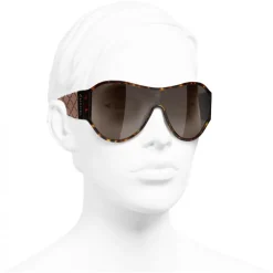 Chanel - Shield Sunglasses - Dark Tortoise Brown - Chanel Eyewear - Avvenice