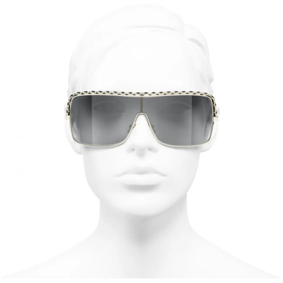 Chanel - Shield Sunglasses - Light Gray - Chanel Eyewear - Avvenice