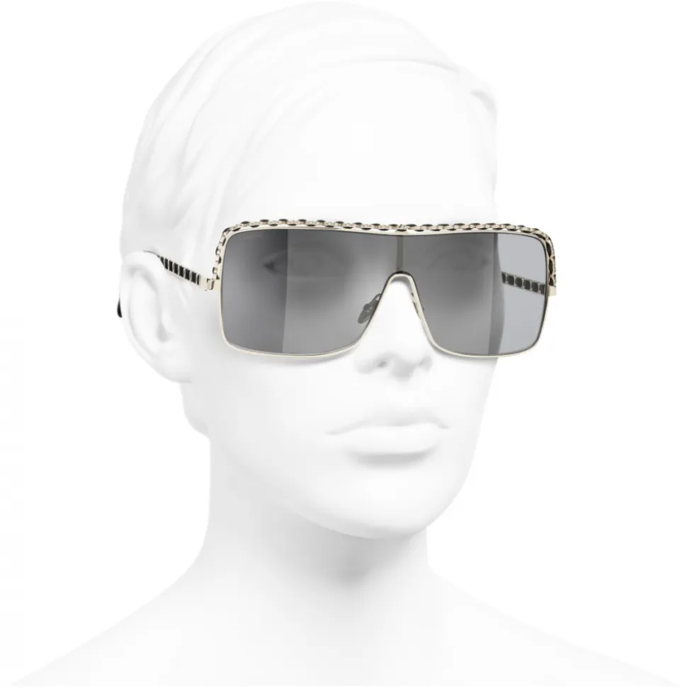Chanel - Shield Sunglasses - Light Gray - Chanel Eyewear - Avvenice