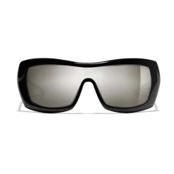 Chanel - Shield Sunglasses - Black White Gold - Chanel Eyewear - Avvenice