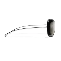 Chanel - Shield Sunglasses - Black White Gold - Chanel Eyewear - Avvenice