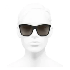 Chanel - Shield Sunglasses - Black Beige Brown - Chanel Eyewear - Avvenice