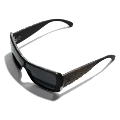 Chanel - Shield Sunglasses - Black Gray - Chanel Eyewear - Avvenice
