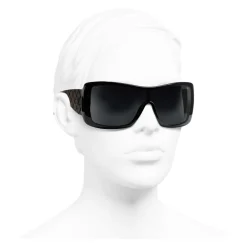Chanel - Shield Sunglasses - Black Gray - Chanel Eyewear - Avvenice