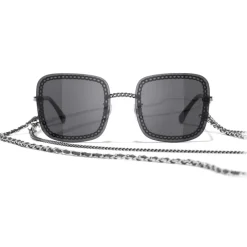 Chanel - Square Sunglasses - Silver Dark Gray - Chanel Eyewear - Avvenice