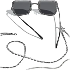 Chanel - Square Sunglasses - Silver Dark Gray - Chanel Eyewear - Avvenice