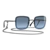 Chanel - Square Sunglasses - Dark Silver Blue - Chanel Eyewear - Avvenice