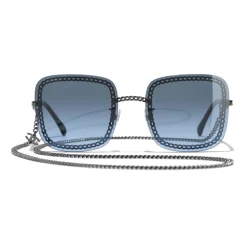 Chanel - Square Sunglasses - Dark Silver Blue - Chanel Eyewear - Avvenice