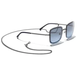 Chanel - Square Sunglasses - Dark Silver Blue - Chanel Eyewear - Avvenice