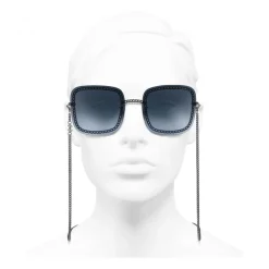 Chanel - Square Sunglasses - Dark Silver Blue - Chanel Eyewear - Avvenice