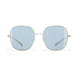 Chanel - Square Sunglasses - Gold Light Blue - Chanel Eyewear - Avvenice