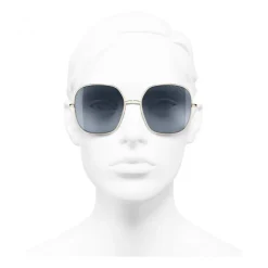 Chanel - Square Sunglasses - Gold Light Blue - Chanel Eyewear - Avvenice