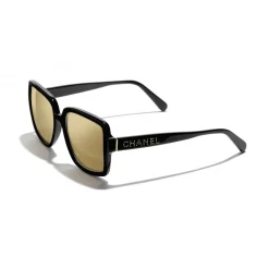 Chanel - Square Sunglasses - Black Gold Glitter - Chanel Eyewear - Avvenice