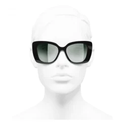 Chanel - Square Sunglasses - Black Green mirror - Chanel Eyewear - Avvenice