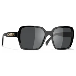 Chanel - Square Sunglasses - Black Gray - Chanel Eyewear - Avvenice