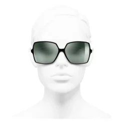 Chanel - Square Sunglasses - Black Green Mirror - Chanel Eyewear - Avvenice