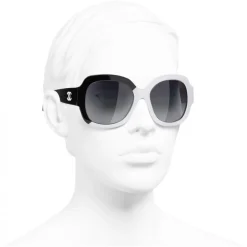 Chanel - Square Sunglasses - Black White Gray - Chanel Eyewear - Avvenice