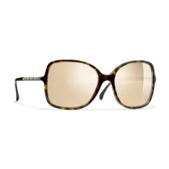 Chanel - Square Sunglasses - Dark Tortoise Gold - Chanel Eyewear - Avvenice