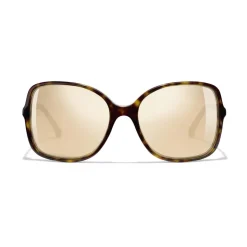 Chanel - Square Sunglasses - Dark Tortoise Gold - Chanel Eyewear - Avvenice