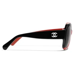 Chanel - Square Sunglasses - Black Coral Gray - Chanel Eyewear - Avvenice