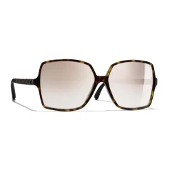 Chanel - Square Sunglasses - Dark Tortoise Beige Mirror - Chanel Eyewear - Avvenice
