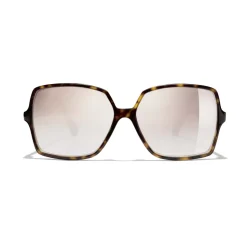 Chanel - Square Sunglasses - Dark Tortoise Beige Mirror - Chanel Eyewear - Avvenice