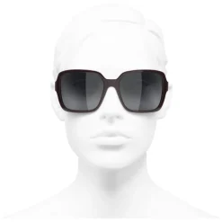 Chanel - Square Sunglasses - Dark Red Gray - Chanel Eyewear - Avvenice