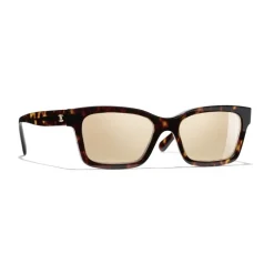 Chanel - Square Sunglasses - Dark Tortoise Gold Mirror - Chanel Eyewear - Avvenice